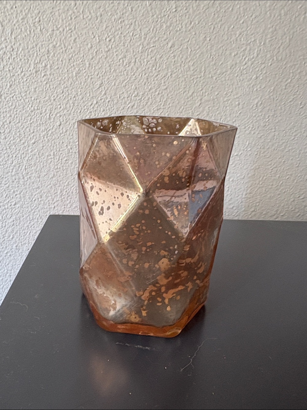 Preowned West Elm Geometric Amber Glass Votive Holder - Home Accents